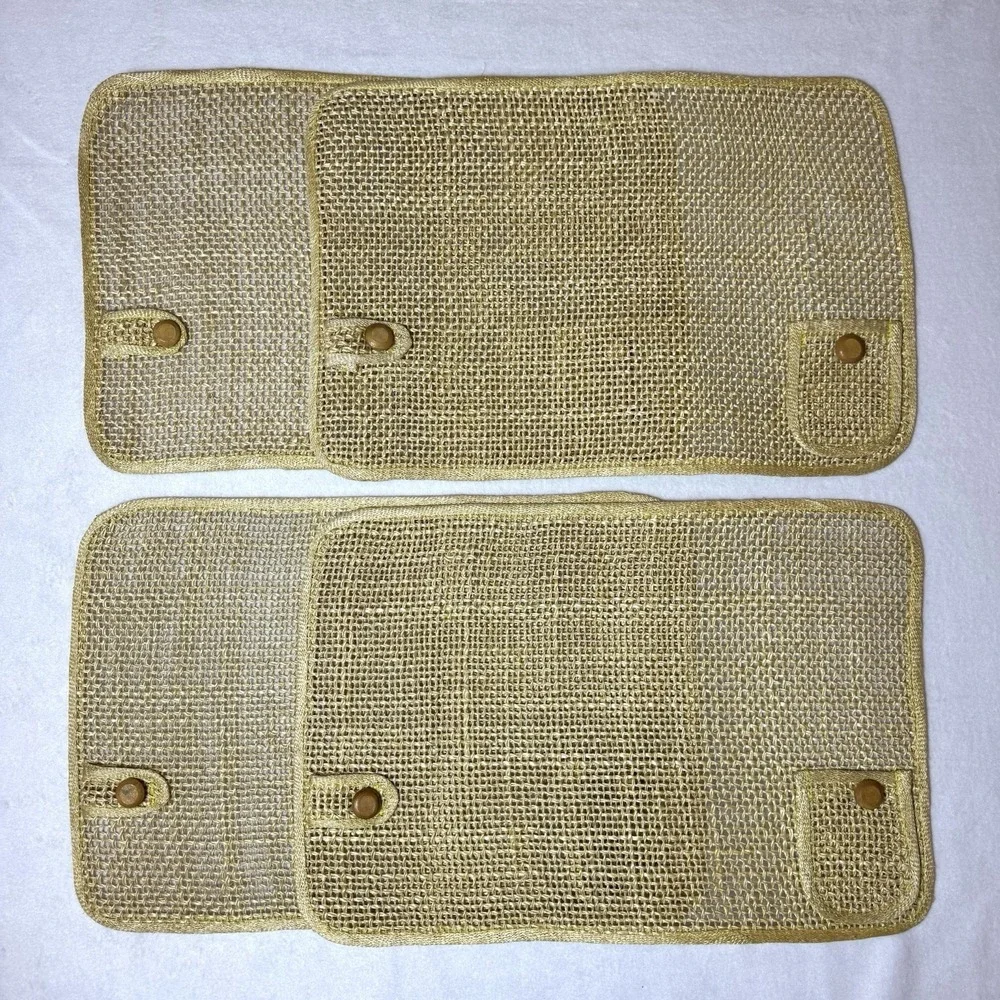 4 Natural Woven Placemats With Utensil Pocket And Napkin Loop Wood Accent Boho
